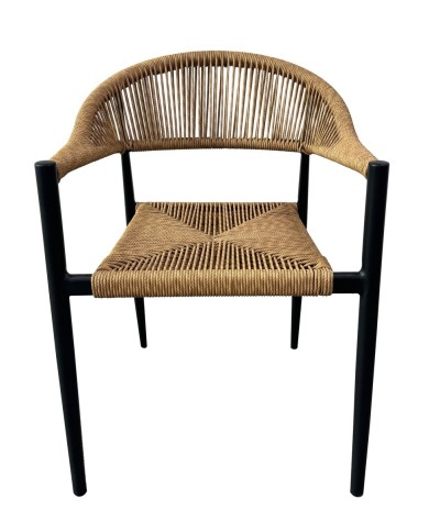 Sillón RIVIERA, apilable, aluminio, ratán marrón