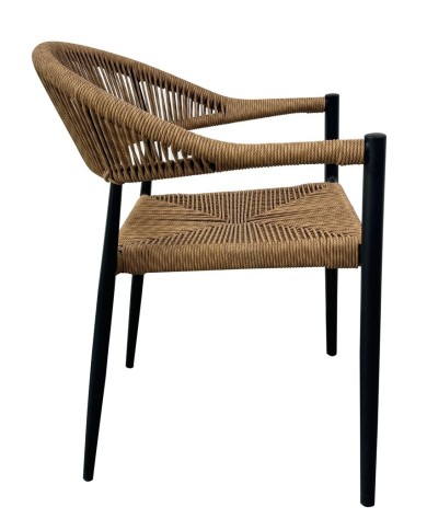 Sillón RIVIERA, apilable, aluminio, ratán marrón