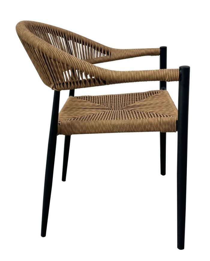 Sillón RIVIERA, apilable, aluminio, ratán marrón