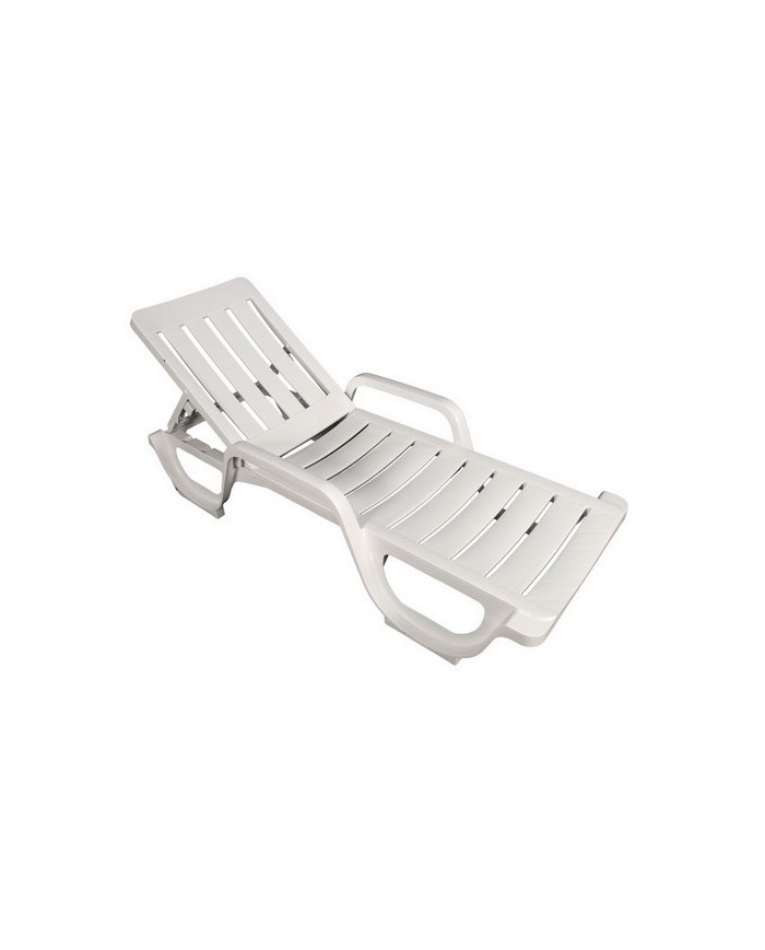 Tumbona MALAGA,  5 posiciones, apilable, polipropileno blanco