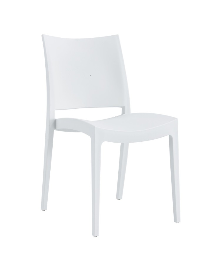 Silla CAPRI, apilable, tratamiento anti UV, polipropileno blanco