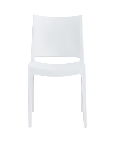 Silla CAPRI, apilable, tratamiento anti UV, polipropileno blanco