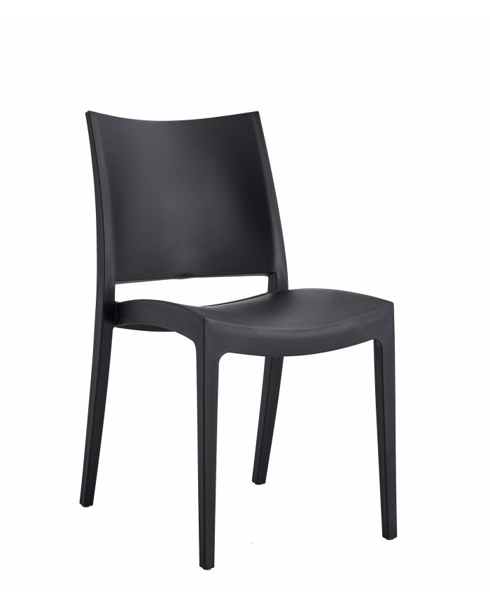 Silla CAPRI, apilable, tratamiento anti UV, polipropileno antracita
