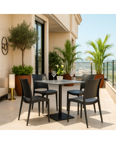 Silla CAPRI, apilable, tratamiento anti UV, polipropileno antracita