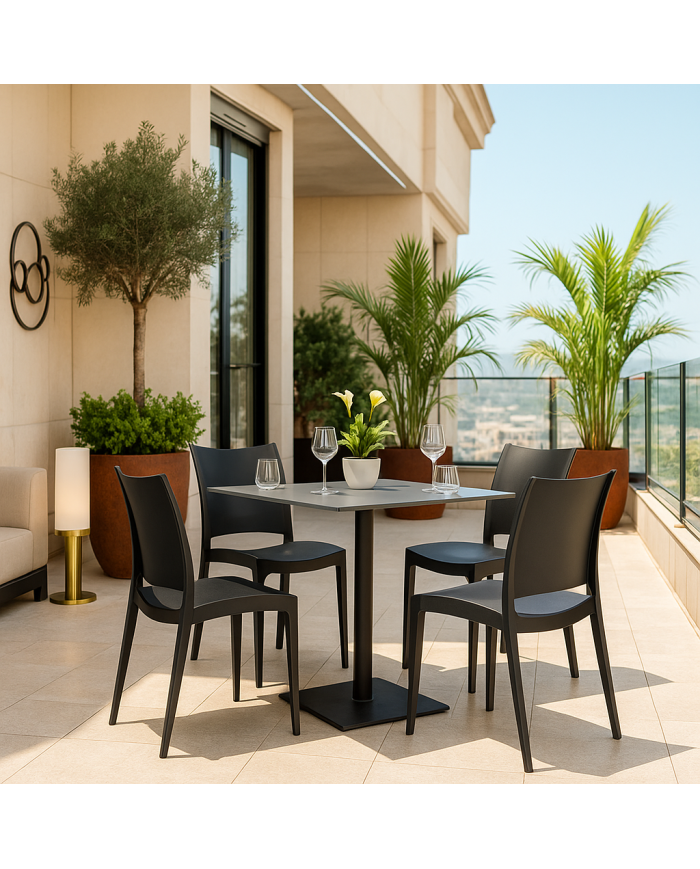 Silla CAPRI, apilable, tratamiento anti UV, polipropileno antracita