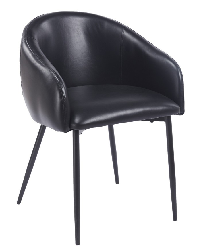 Sillón PELAYO, metal, similpiel vintage negra