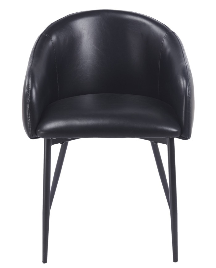 Sillón PELAYO, metal, similpiel vintage negra