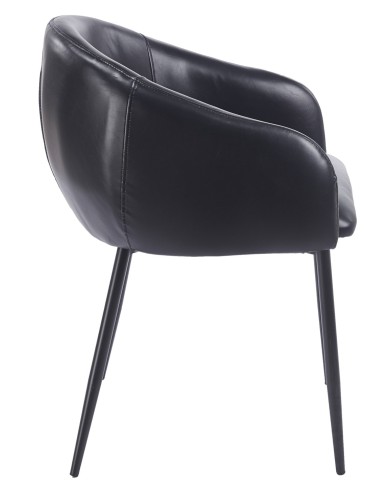 Sillón PELAYO, metal, similpiel vintage negra