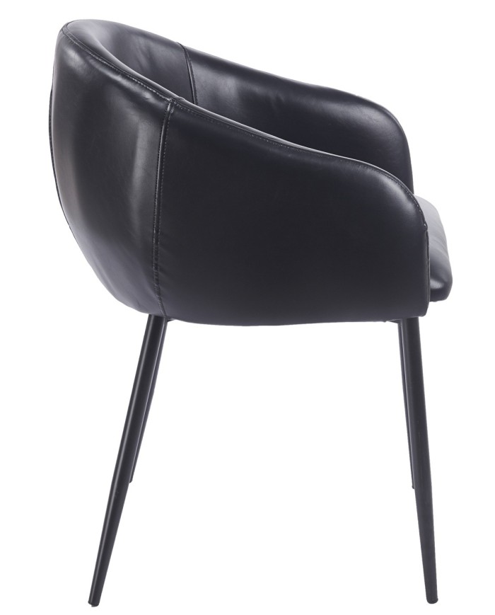 Sillón PELAYO, metal, similpiel vintage negra