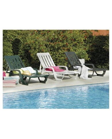 Tumbona MALAGA,  5 posiciones, apilable, polipropileno blanco