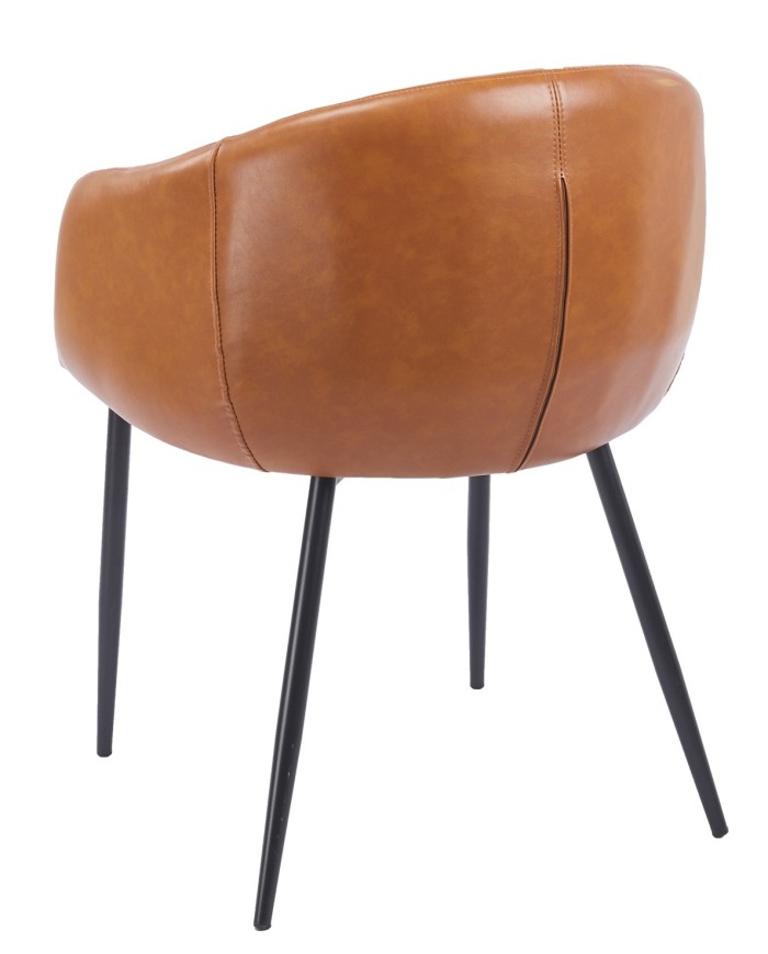 Sillón PELAYO, metal, similpiel vintage marrón
