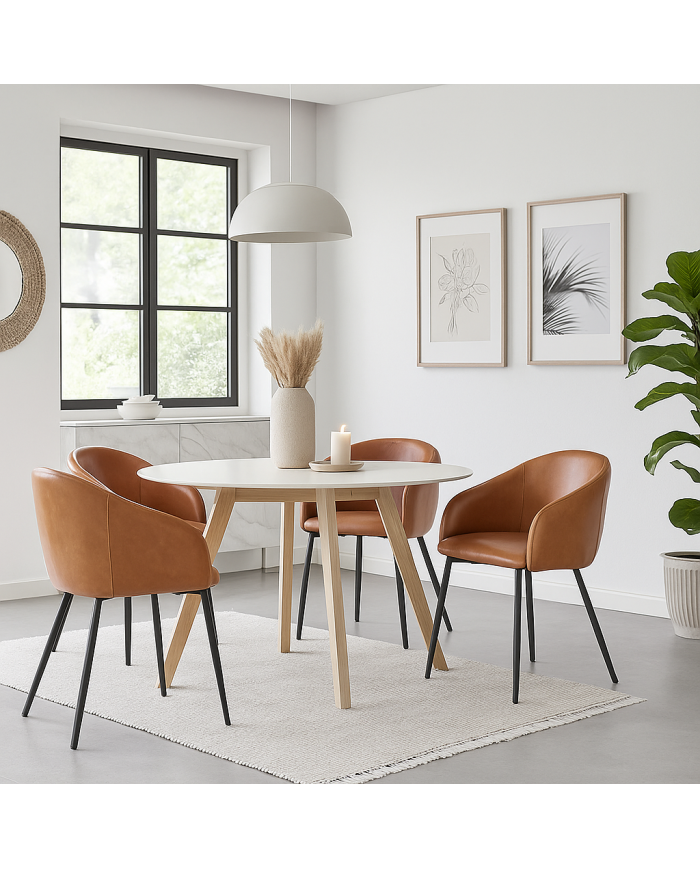 Sillón PELAYO, metal, similpiel vintage marrón