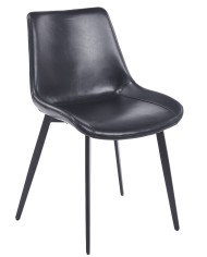 Silla MADRIGAL, metal, similpiel vintage negra