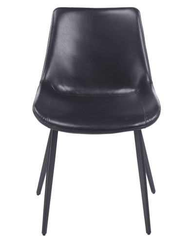 Silla MADRIGAL, metal, similpiel vintage negra