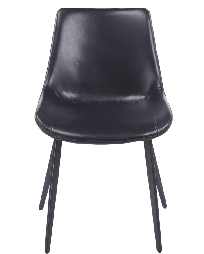 Silla MADRIGAL, metal, similpiel vintage negra