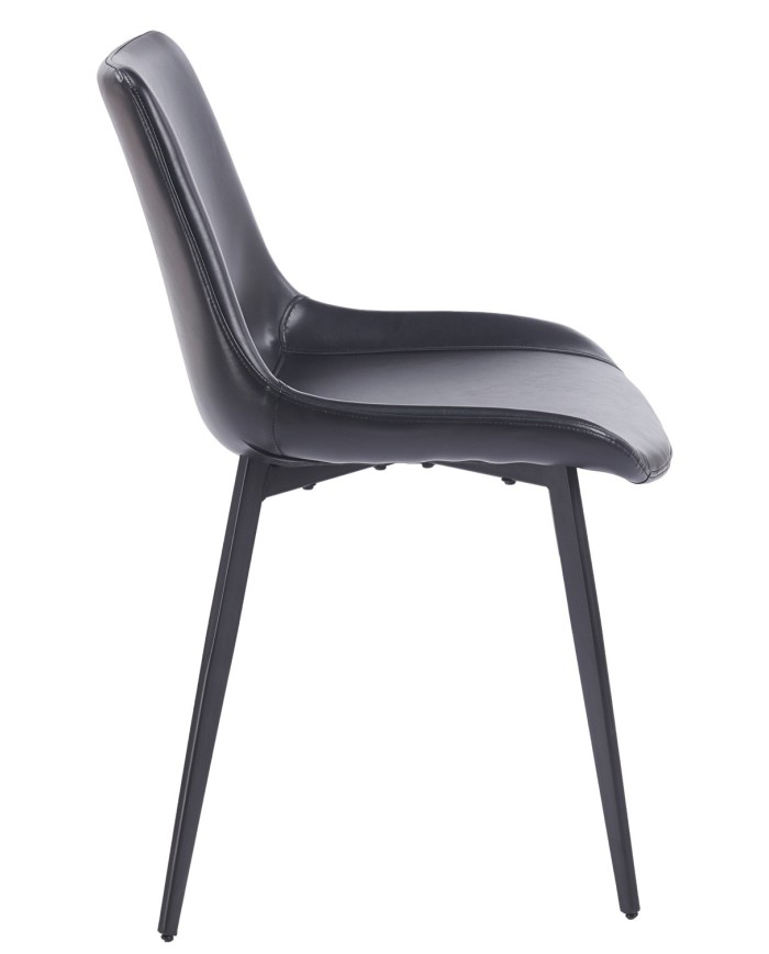 Silla MADRIGAL, metal, similpiel vintage negra