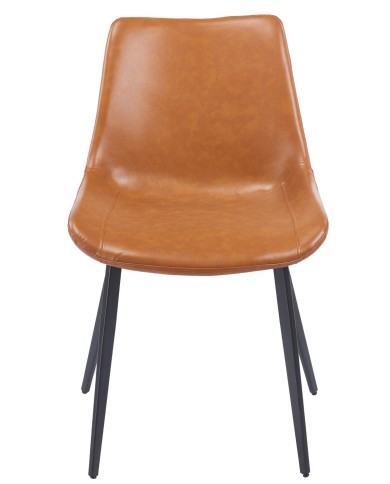 Silla MADRIGAL, metal, similpiel vintage marrón