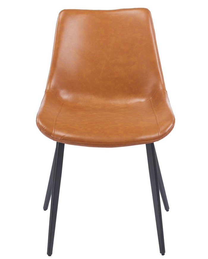 Silla MADRIGAL, metal, similpiel vintage marrón