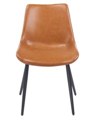 Silla MADRIGAL, metal, similpiel vintage marrón