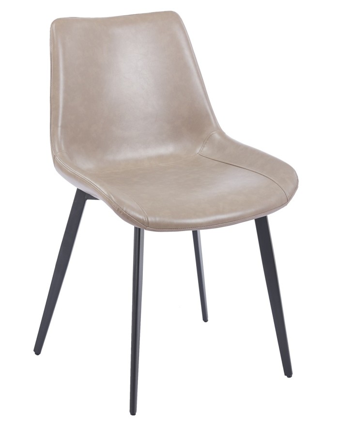 Silla MADRIGAL, metal, similpiel vintage gris