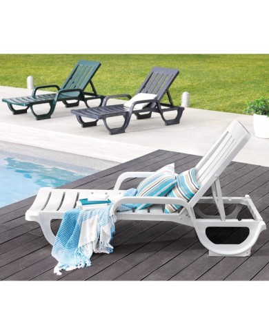 Tumbona MALAGA, reposabrazos, 5 posiciones, apilable, polipropileno antracita