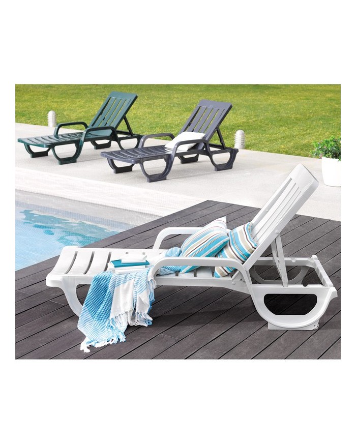 Tumbona MALAGA, reposabrazos, 5 posiciones, apilable, polipropileno antracita