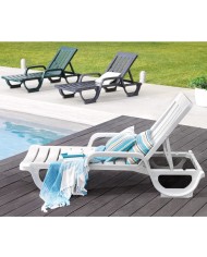 Tumbona MALAGA, reposabrazos, 5 posiciones, apilable, polipropileno antracita
