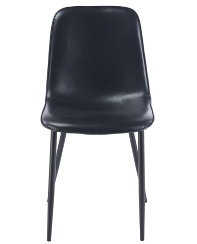 Silla PEÑAFIEL, metal, similpiel vintage negra