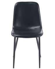 Silla PEÑAFIEL, metal, similpiel vintage negra