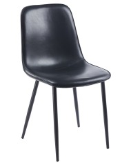Silla PEÑAFIEL, metal, similpiel vintage negra