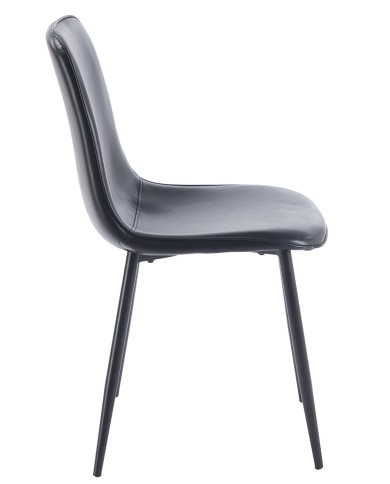 Silla PEÑAFIEL, metal, similpiel vintage negra