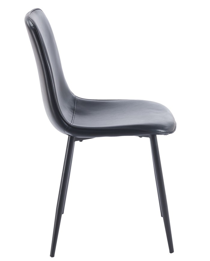 Silla PEÑAFIEL, metal, similpiel vintage negra