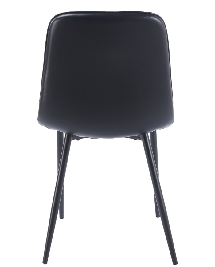 Silla PEÑAFIEL, metal, similpiel vintage negra