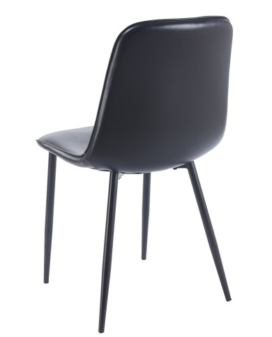 Silla PEÑAFIEL, metal, similpiel vintage negra