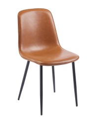 Silla PEÑAFIEL, metal, similpiel vintage marrón