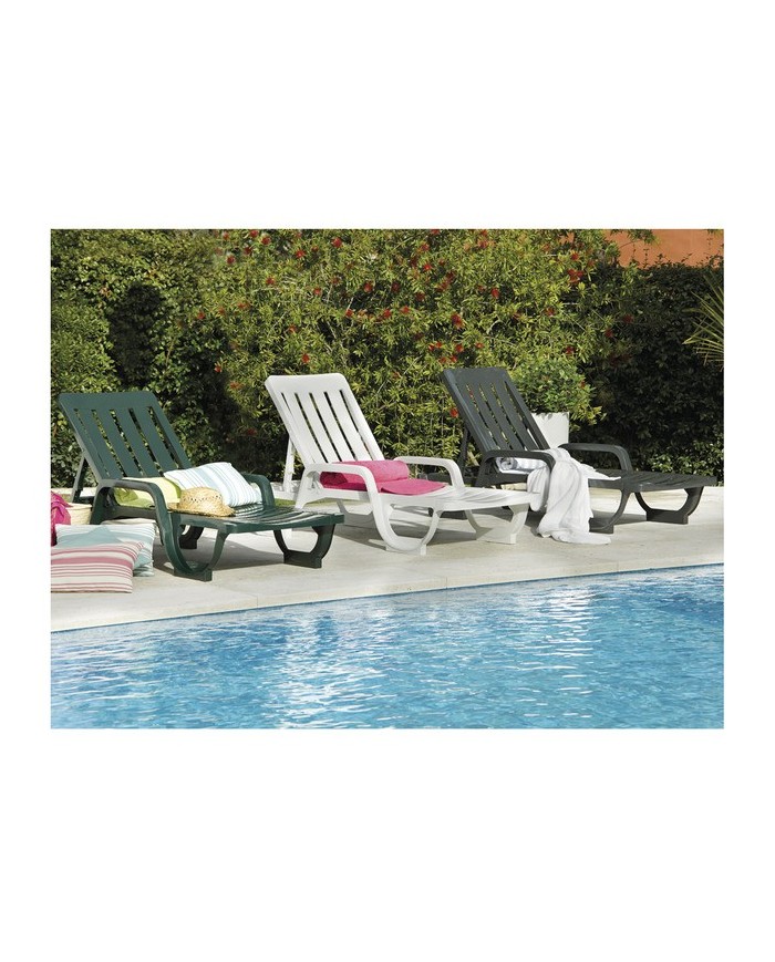 Tumbona MALAGA, reposabrazos, 5 posiciones, apilable, polipropileno antracita