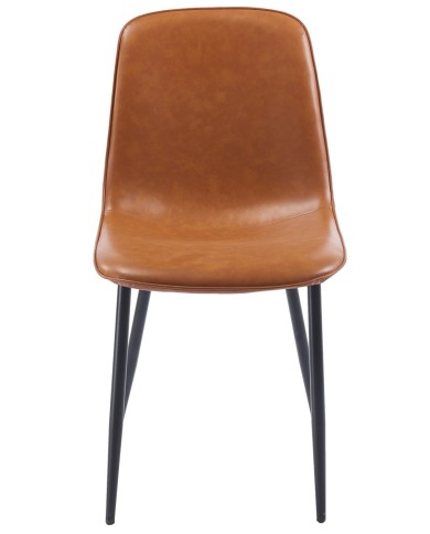 Silla PEÑAFIEL, metal, similpiel vintage marrón