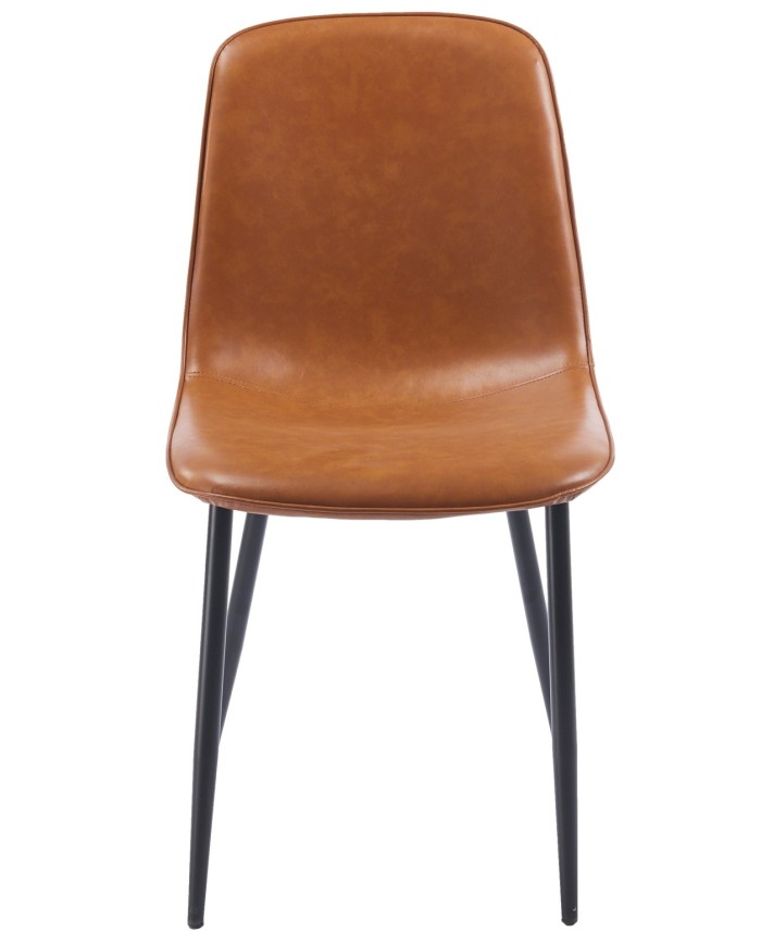 Silla PEÑAFIEL, metal, similpiel vintage marrón