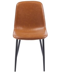 Silla PEÑAFIEL, metal, similpiel vintage marrón