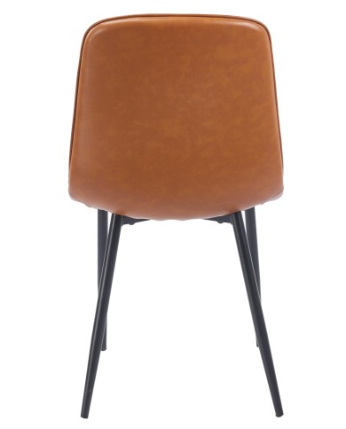 Silla PEÑAFIEL, metal, similpiel vintage marrón