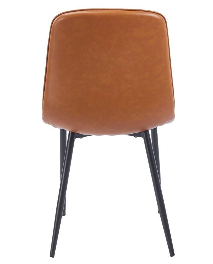 Silla PEÑAFIEL, metal, similpiel vintage marrón