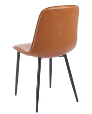 Silla PEÑAFIEL, metal, similpiel vintage marrón