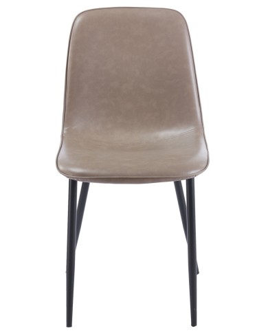 Silla PEÑAFIEL, metal, similpiel vintage gris