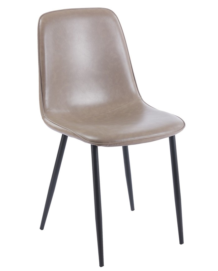 Silla PEÑAFIEL, metal, similpiel vintage gris