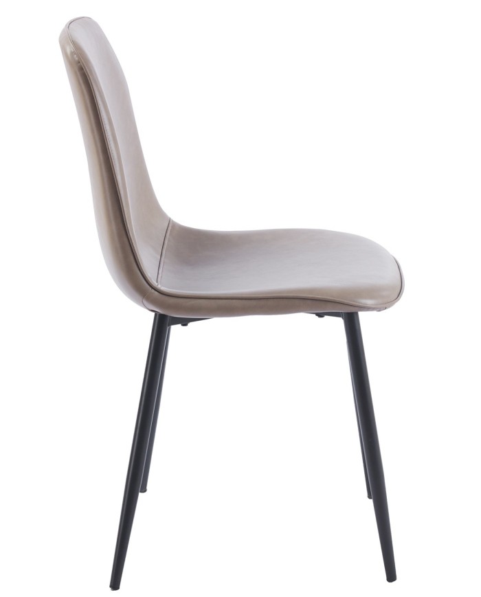 Silla PEÑAFIEL, metal, similpiel vintage gris