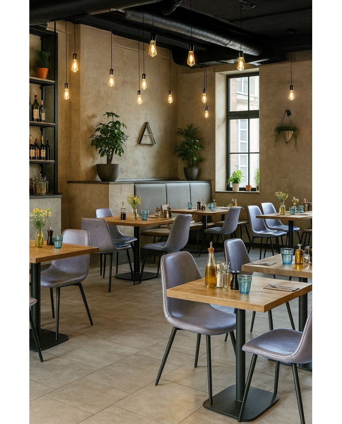 Silla PEÑAFIEL, metal, similpiel vintage gris