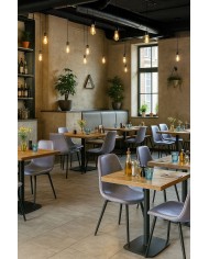 Silla PEÑAFIEL, metal, similpiel vintage gris