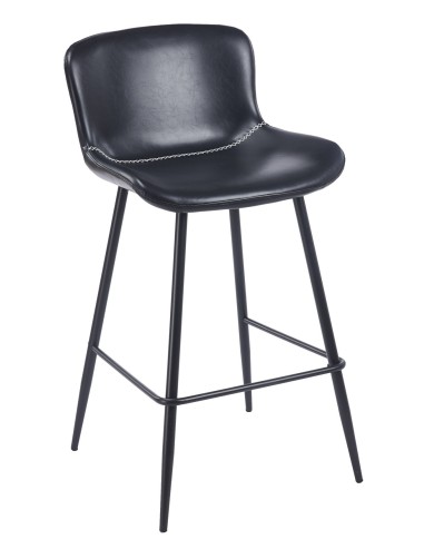 Taburete SAMPER, metal, similpiel vintage negra