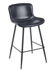 Taburete SAMPER, metal, similpiel vintage negra