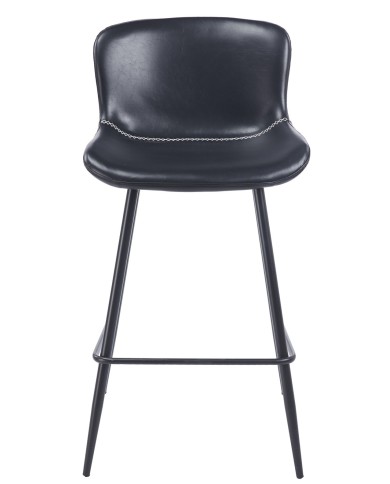 Taburete SAMPER, metal, similpiel vintage negra